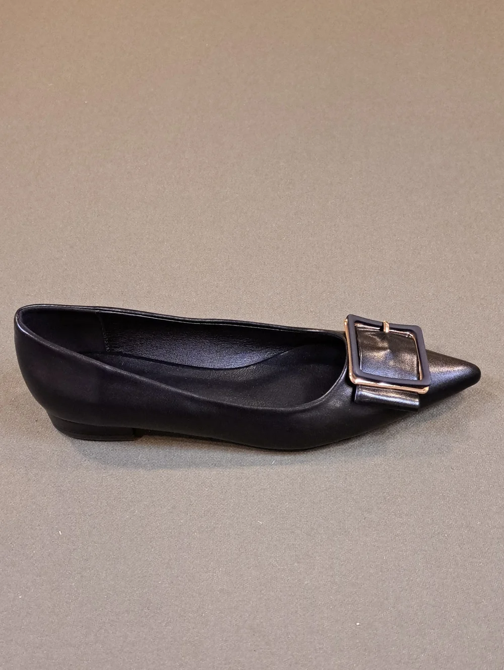 C. Paravano Square Buckle Flats (Aida) - Color: Black - Size: EU 39.5